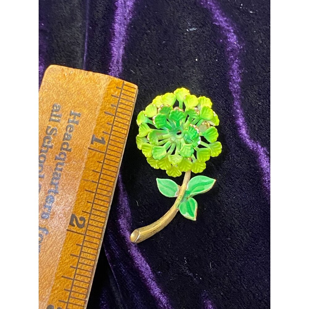 Vintage Misc. Lot of 4 Brooches Green Chrysanthemum Flower Peacock Yellow Rose - Picture 9 of 12